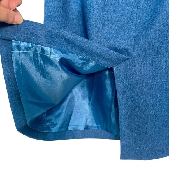 Vintage Pendleton 100% Virgin Wool 2-Piece Midi Skirt Suit Set Blue Blazer 8/12 - Picture 11 of 16